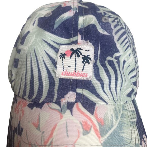 Chubbies Tropical Print Baseball Cap Adjustable Strap Back Blue Green Floral - Picture 2 of 8